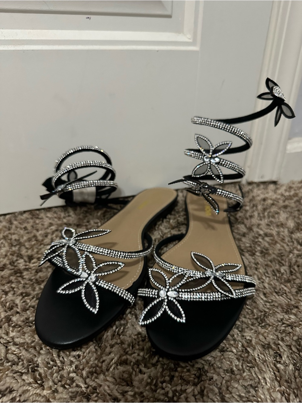 Fashion Nova Butterfly Ankle-Wrap Sandals | W 10